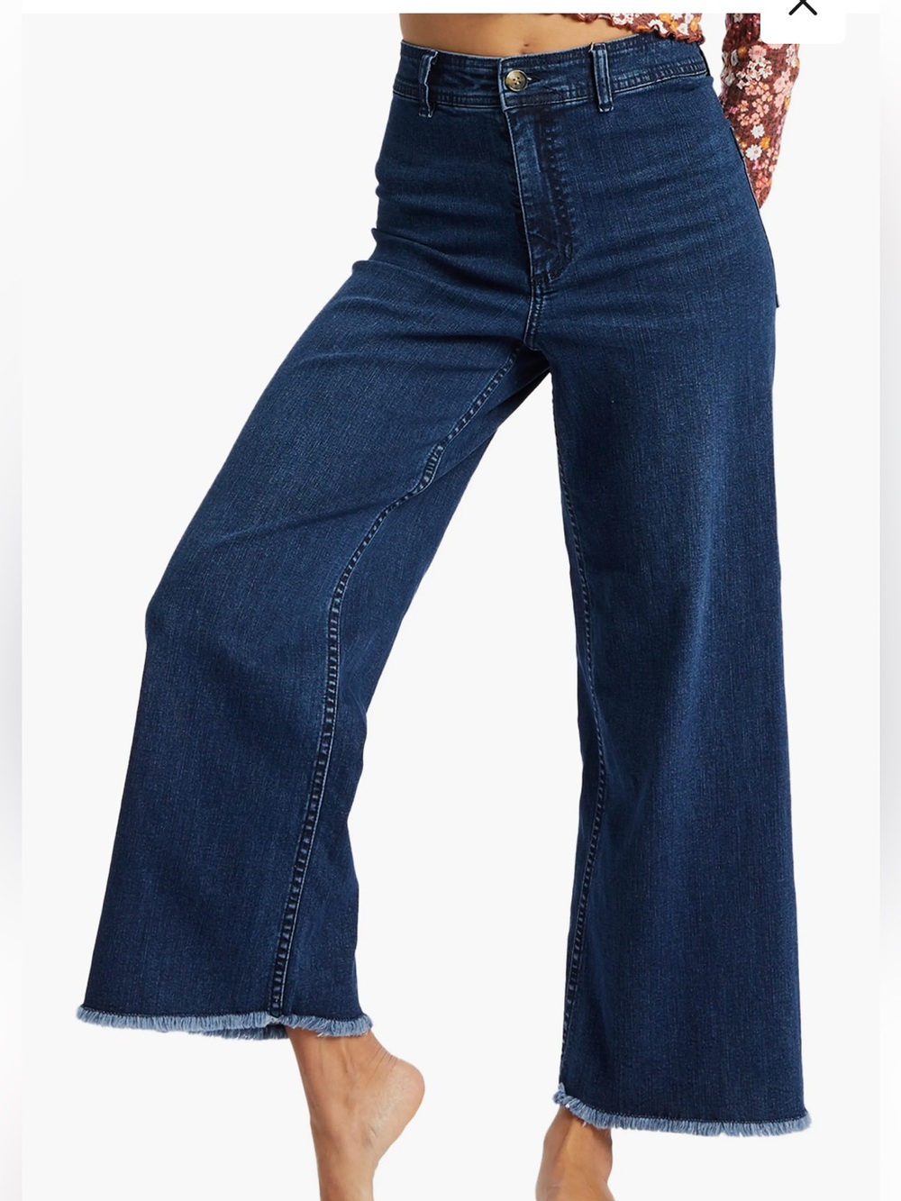 Billabong Dark Blue Wide-Leg Jeans with Frayed Hem